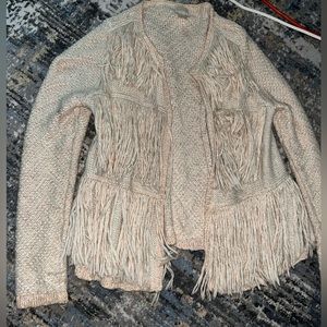 Chico’s fringe cream sweater